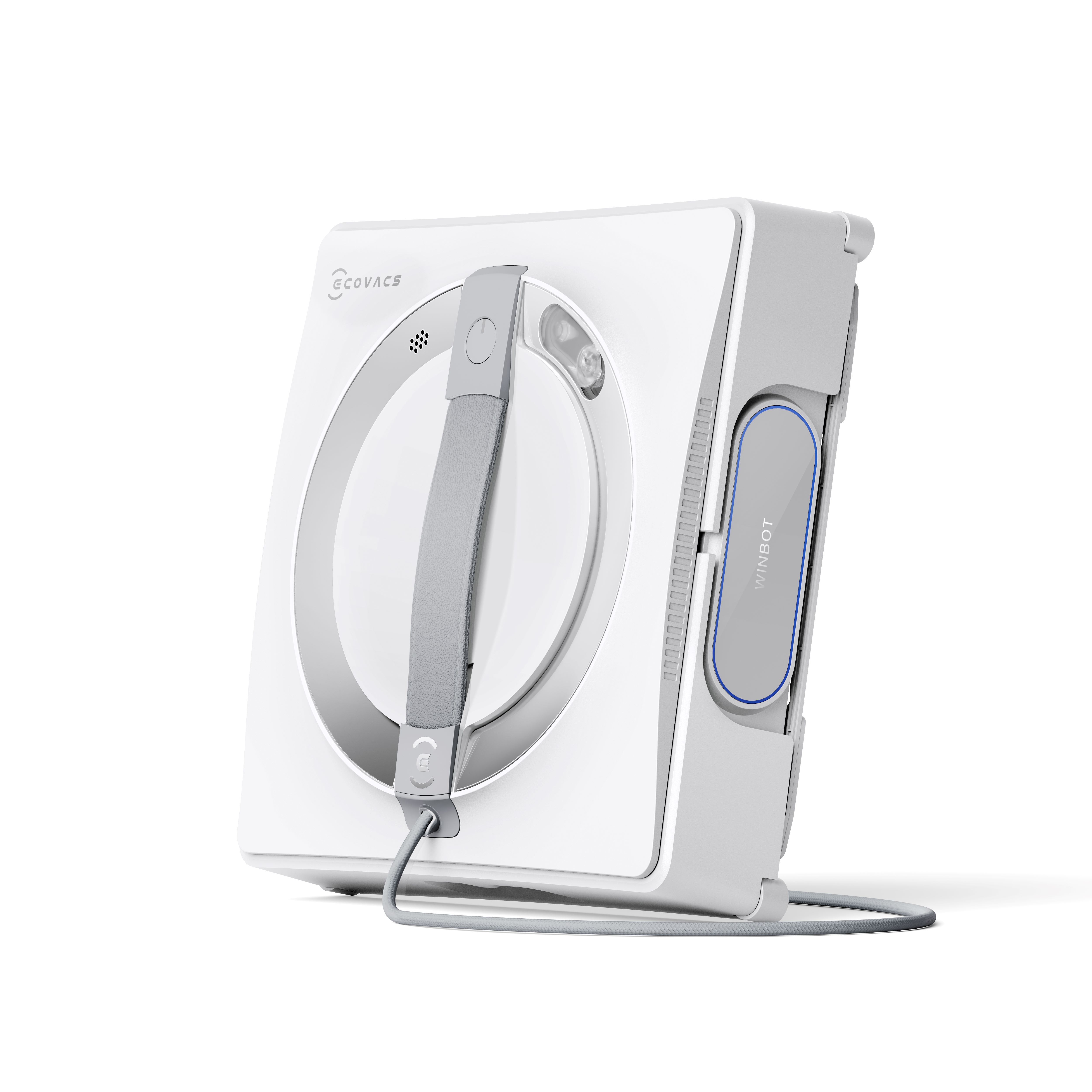 Robot lave-vitres Ecovacs Winbot W2 Pro blanc posé de trois quarts, visuel officiel Ecovacs