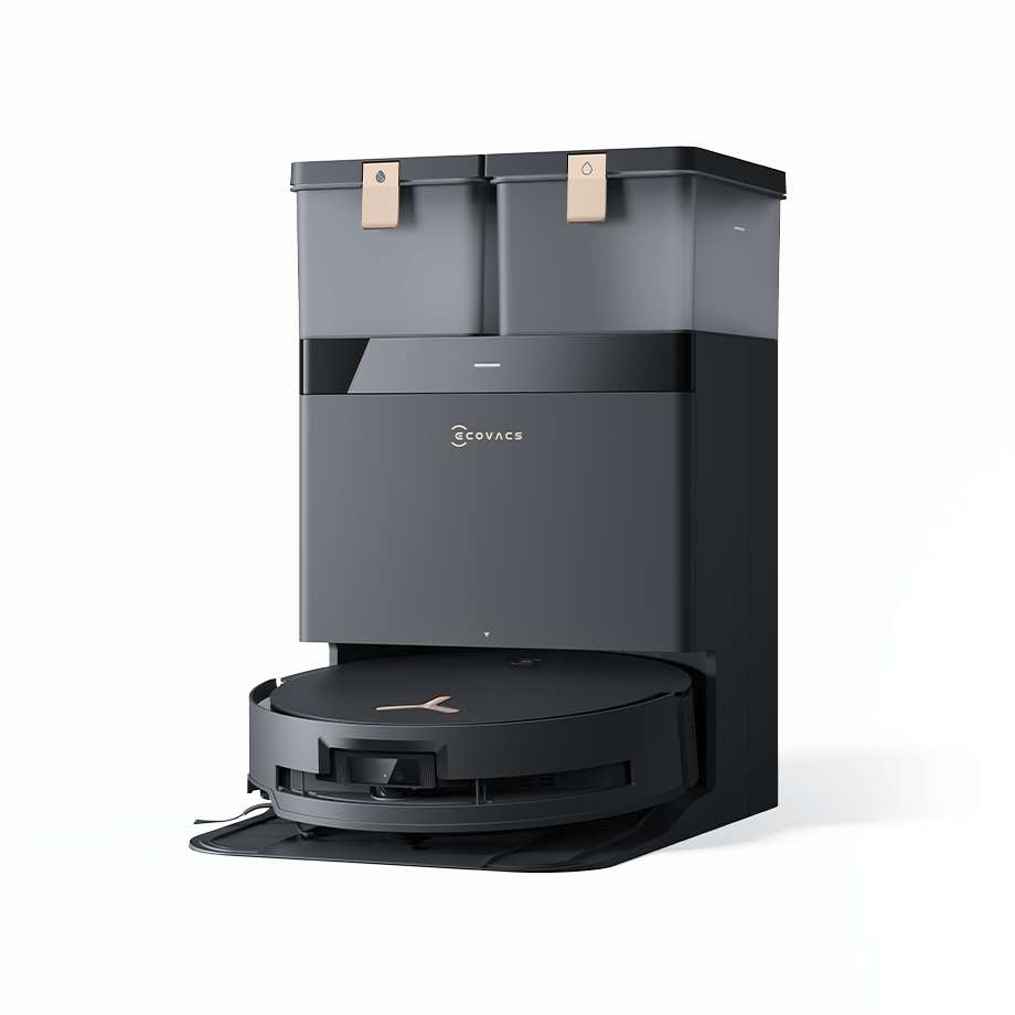 Ecovacs Deebot X8 Pro Omni noir avec sa station Omni, photo officielle Ecovacs