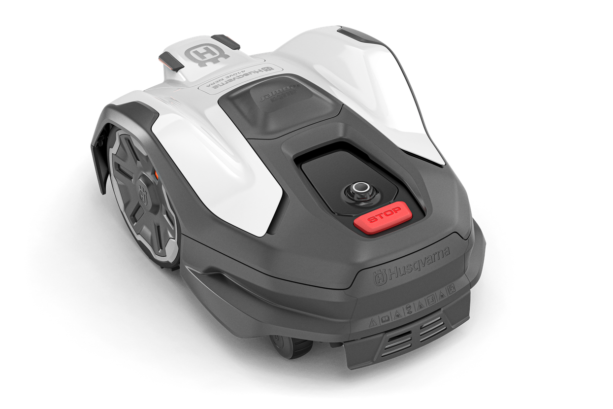 Husqvarna Automower 410VE NERA vu de l'arrière, photo officielle Husqvarna